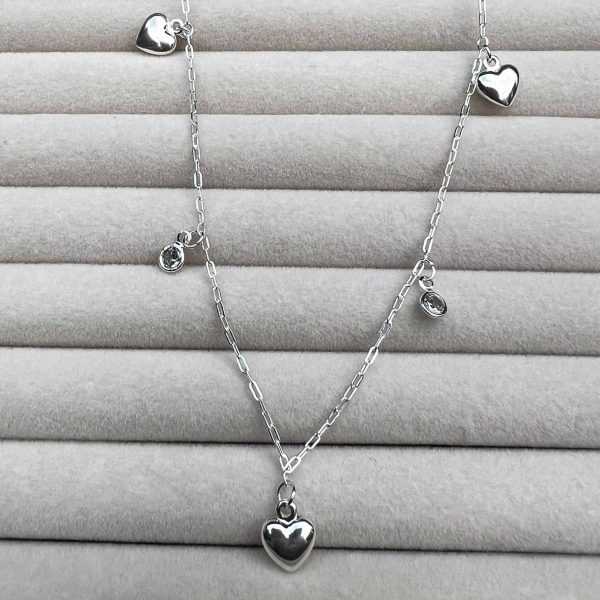 Chocker Corações com Pontos de Luz - PRATA 925