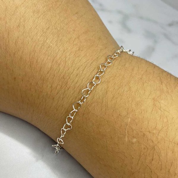 Pulseira Elo de Corações - PRATA 925