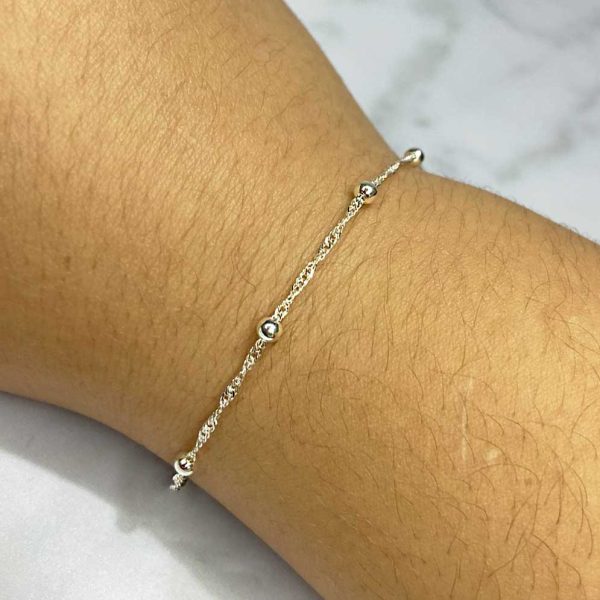 Pulseira Singapura com Bolinhas - PRATA 925