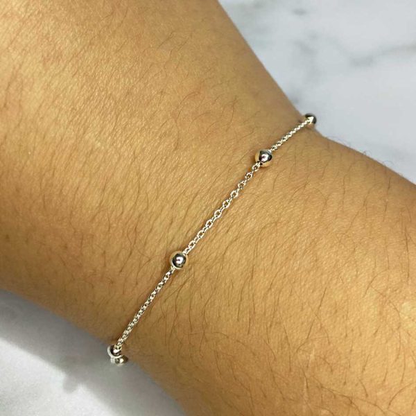 Pulseira Correntinha com Bolinhas - PRATA 925